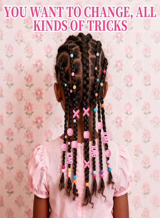 Pretwad 61 PCS Pink Hair Beads for Braids - Cute Heart & Round Shaped Dreadlock Jewelry Beads for Girls, Multi Shape Kids Braiding Hair Accessories and Loc Jewelry Decorations for Women and Girls - Image 5